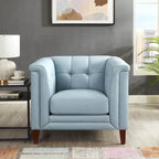 Hydeline Arvo Top Grain Leather Sofa Loveseat and Chair Set with Feather, Memory Foam and Springs