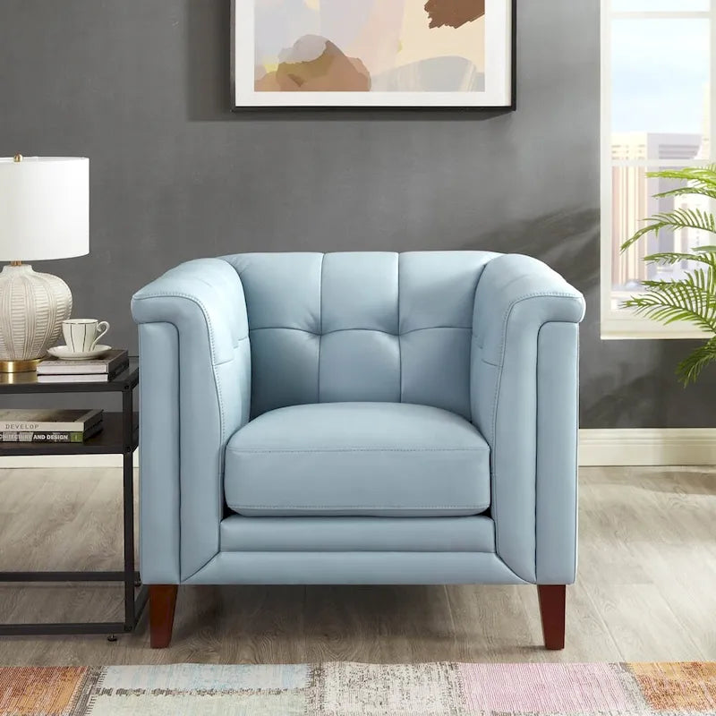 Hydeline Arvo Top Grain Leather Sofa Loveseat and Chair Set with Feather, Memory Foam and Springs