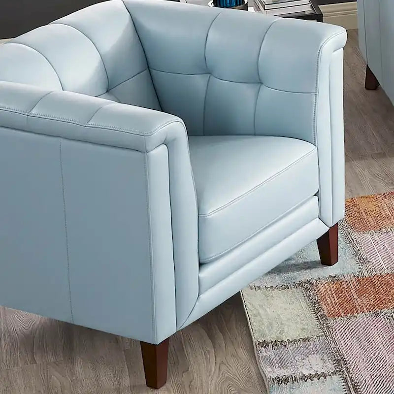 Hydeline Arvo Top Grain Leather Sofa Loveseat and Chair Set with Feather, Memory Foam and Springs