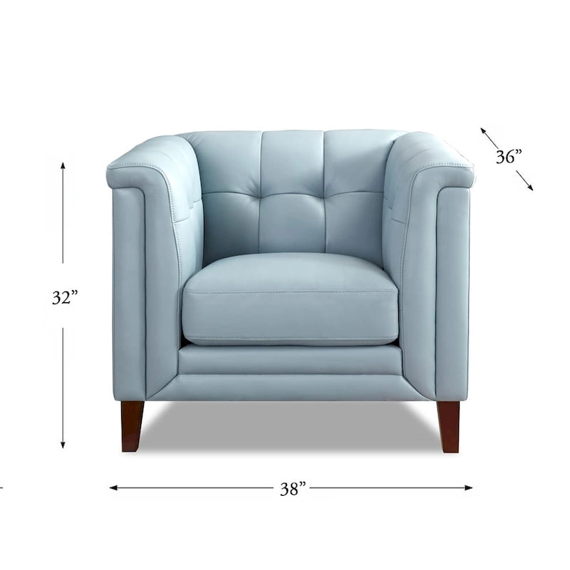 Hydeline Arvo Top Grain Leather Sofa Loveseat and Chair Set with Feather, Memory Foam and Springs