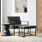 Glitzhome Modern PU Leather Tufted Accent Chair with Ottoman Set