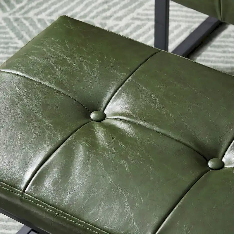 Glitzhome Modern PU Leather Tufted Accent Chair with Ottoman Set