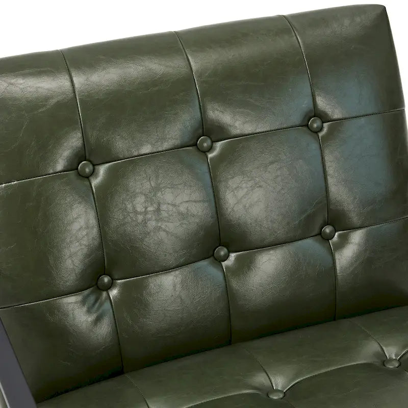 Glitzhome Modern PU Leather Tufted Accent Chair with Ottoman Set