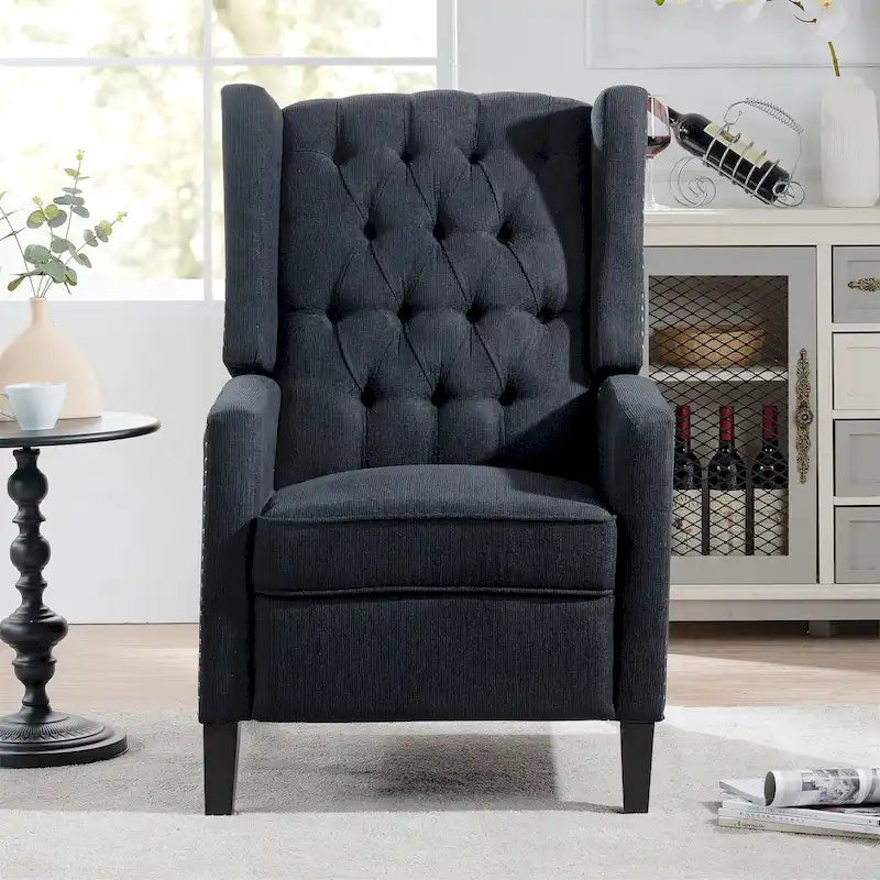 27 Wide Upholstered Manual Recliner, Wing Sofa Chair with Wood Legs