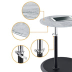 End Table with Height Adjustable Marble Textured Top