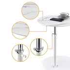 End Table with Height Adjustable Marble Textured Top