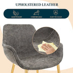 LeisureMod Dining Arm Chair w/ Gold Metal Legs Set of 2 - Light Brown - 24.5Dx25.2Wx33H