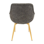 LeisureMod Dining Arm Chair w/ Gold Metal Legs Set of 2 - Light Brown - 24.5Dx25.2Wx33H