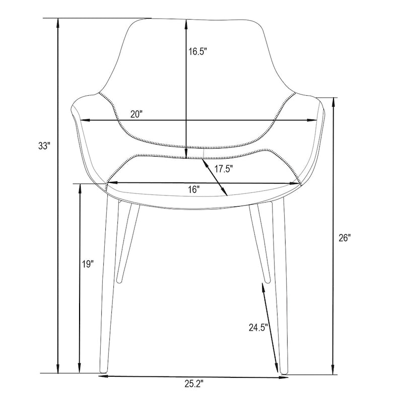 LeisureMod Dining Arm Chair w/ Gold Metal Legs Set of 2 - Light Brown - 24.5Dx25.2Wx33H
