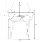 LeisureMod Dining Arm Chair w/ Gold Metal Legs Set of 2 - Light Brown - 24.5Dx25.2Wx33H