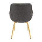 LeisureMod Dining Arm Chair w/ Gold Metal Legs Set of 2 - Light Brown - 24.5Dx25.2Wx33H