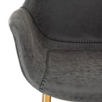 LeisureMod Dining Arm Chair w/ Gold Metal Legs Set of 2 - Light Brown - 24.5Dx25.2Wx33H