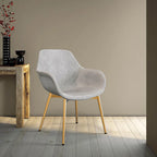 LeisureMod Dining Arm Chair w/ Gold Metal Legs Set of 2 - Light Brown - 24.5Dx25.2Wx33H