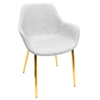 LeisureMod Dining Arm Chair w/ Gold Metal Legs Set of 2 - Light Brown - 24.5Dx25.2Wx33H
