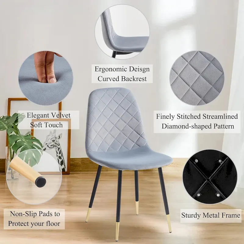 Howtai Upholstered Velvet Chair Armless Set of 4 for Kitchen,Home