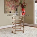 Nova Round Glass Top Vortex Iron Base 5-Piece Counter Height Dining Set by iNSPIRE Q Bold