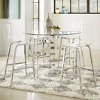 Nova Round Glass Top Vortex Iron Base 5-Piece Counter Height Dining Set by iNSPIRE Q Bold