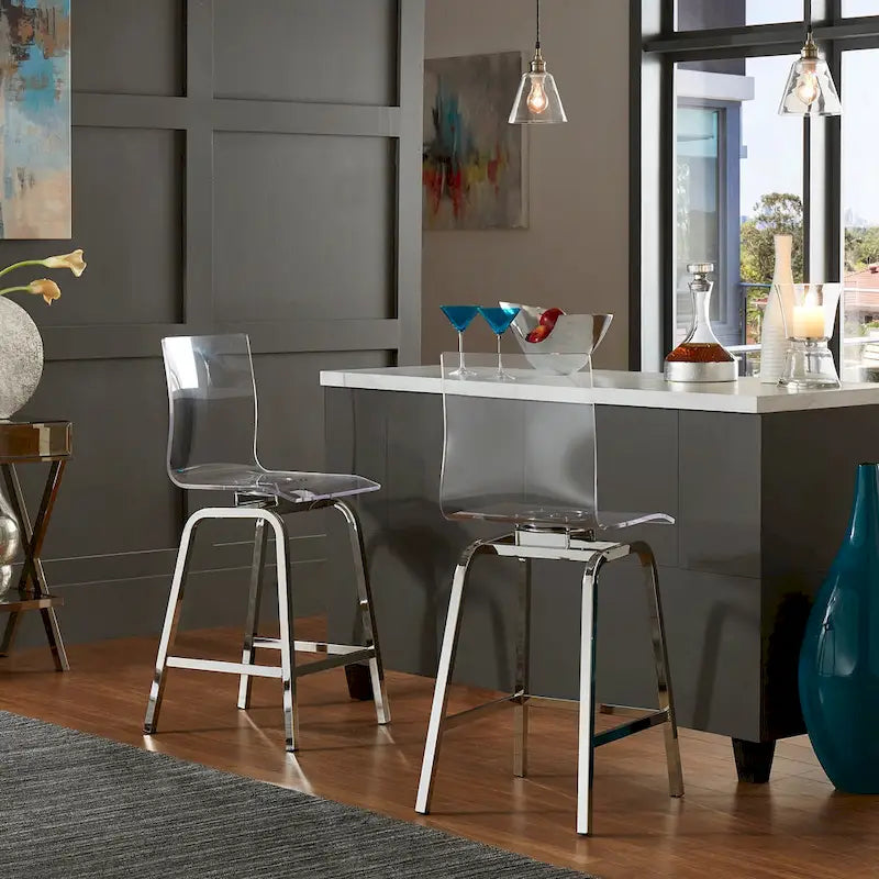 Nova Round Glass Top Vortex Iron Base 5-Piece Counter Height Dining Set by iNSPIRE Q Bold