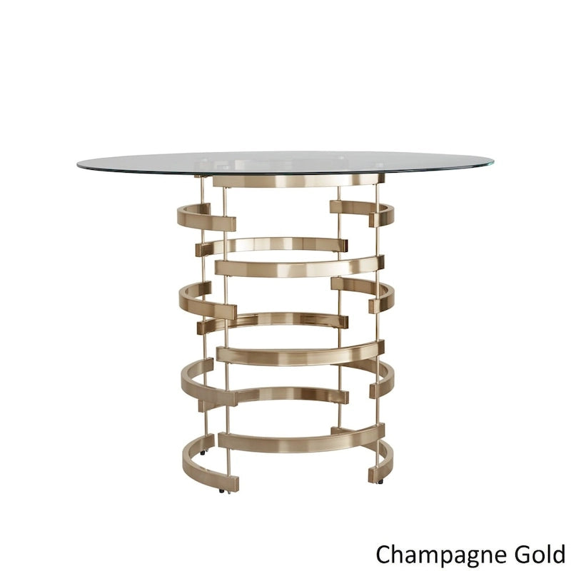 Nova Round Glass Top Vortex Iron Base 5-Piece Counter Height Dining Set by iNSPIRE Q Bold