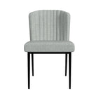 HomePop ChannelBack Dining Chair with Metal Legs-Gray Woven (set of 2)