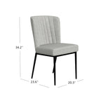 HomePop ChannelBack Dining Chair with Metal Legs-Gray Woven (set of 2)
