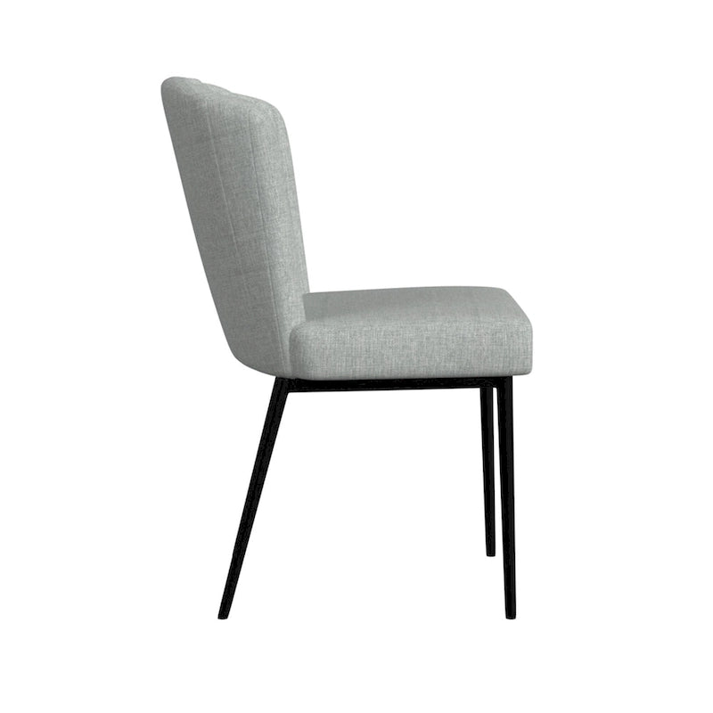 HomePop ChannelBack Dining Chair with Metal Legs-Gray Woven (set of 2)