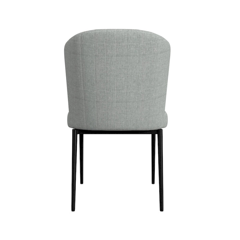 HomePop ChannelBack Dining Chair with Metal Legs-Gray Woven (set of 2)