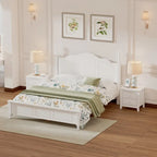 3PCS Retro Design Queen/Full Size Wood Platform Bed Set with 2 Nightstands