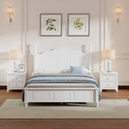 3PCS Retro Design Queen/Full Size Wood Platform Bed Set with 2 Nightstands