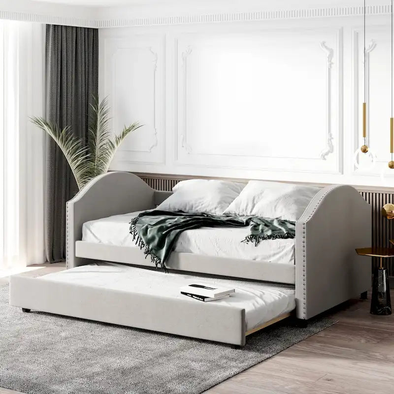 Nestfair Full Size Upholstered Daybed with Twin Size Trundle