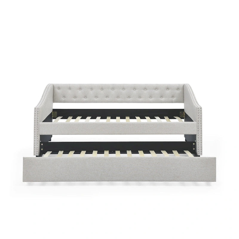 Upholstered Tufted Sofa Bed with Trundle