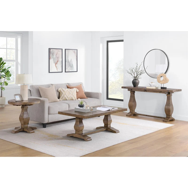 50 Solid Wood Pedestal Coffee Table