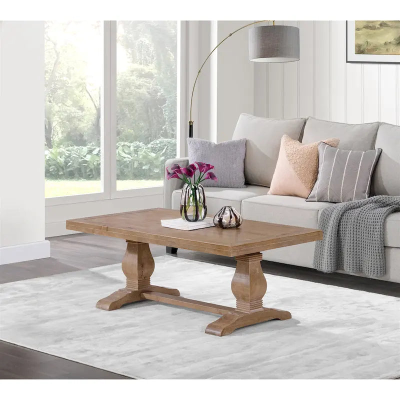 50 Solid Wood Pedestal Coffee Table