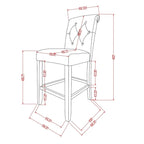 Roundhill Furniture Leviton Solid Wood Tufted Asons Barstool, Set of 2