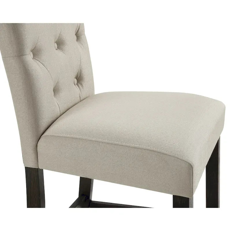 Roundhill Furniture Leviton Solid Wood Tufted Asons Barstool, Set of 2