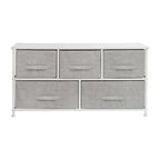 5 Drawer Storage Chest with Wood Top & Dark Fabric Pull Drawers