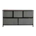 5 Drawer Storage Chest with Wood Top & Dark Fabric Pull Drawers