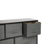 5 Drawer Storage Chest with Wood Top & Dark Fabric Pull Drawers