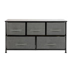 5 Drawer Storage Chest with Wood Top & Dark Fabric Pull Drawers