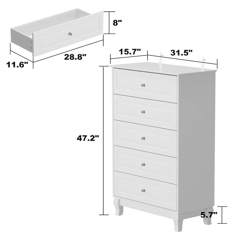 Side Tatble 5 Drawer Dresser Drawer Chest Tall Storage Cabinet