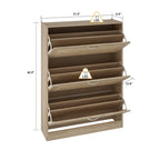 Shoe Cabinet, Shoe Rack Storage Organizer with 3 Flip Drawers Rattan