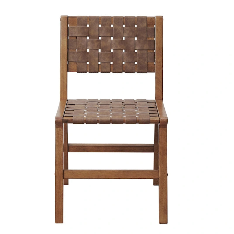 INK+IVY Oslo Faux Leather Woven Dining Chairs Set of 2
