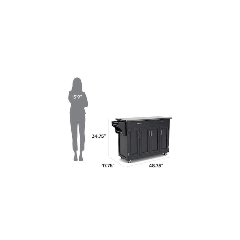 Create-a-Cart Black Kitchen Cart