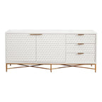 Origins by Alpine White Pearl Wood 64 Wide TV Console in White