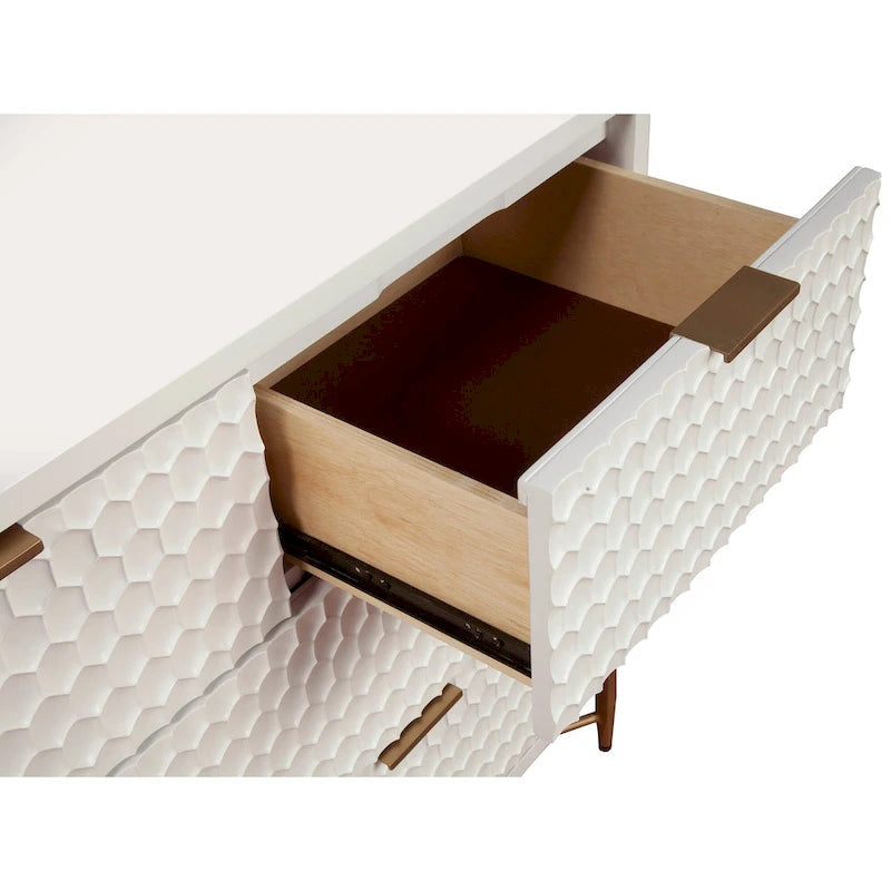 Origins by Alpine White Pearl Wood 64 Wide TV Console in White