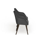 2-piece Grey Faux Leather Arm Chair Set with Beech Legs