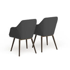 2-piece Grey Faux Leather Arm Chair Set with Beech Legs