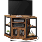 Moasis 47-inch Mesh Door Wood Corner TV Stand and Media Console