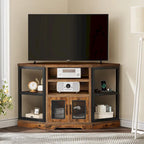 Moasis 47-inch Mesh Door Wood Corner TV Stand and Media Console