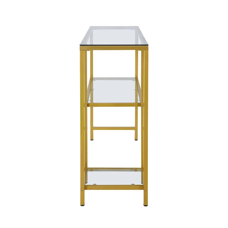 Carolina Living Rayna Console Table with Shelves - Gold